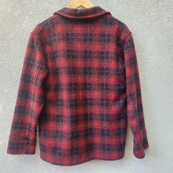 Vintage TASHA POLIZZI Women’s Shacket Medium Red Black Buffalo Plaid Outdoor USA - Picture 4 of 10